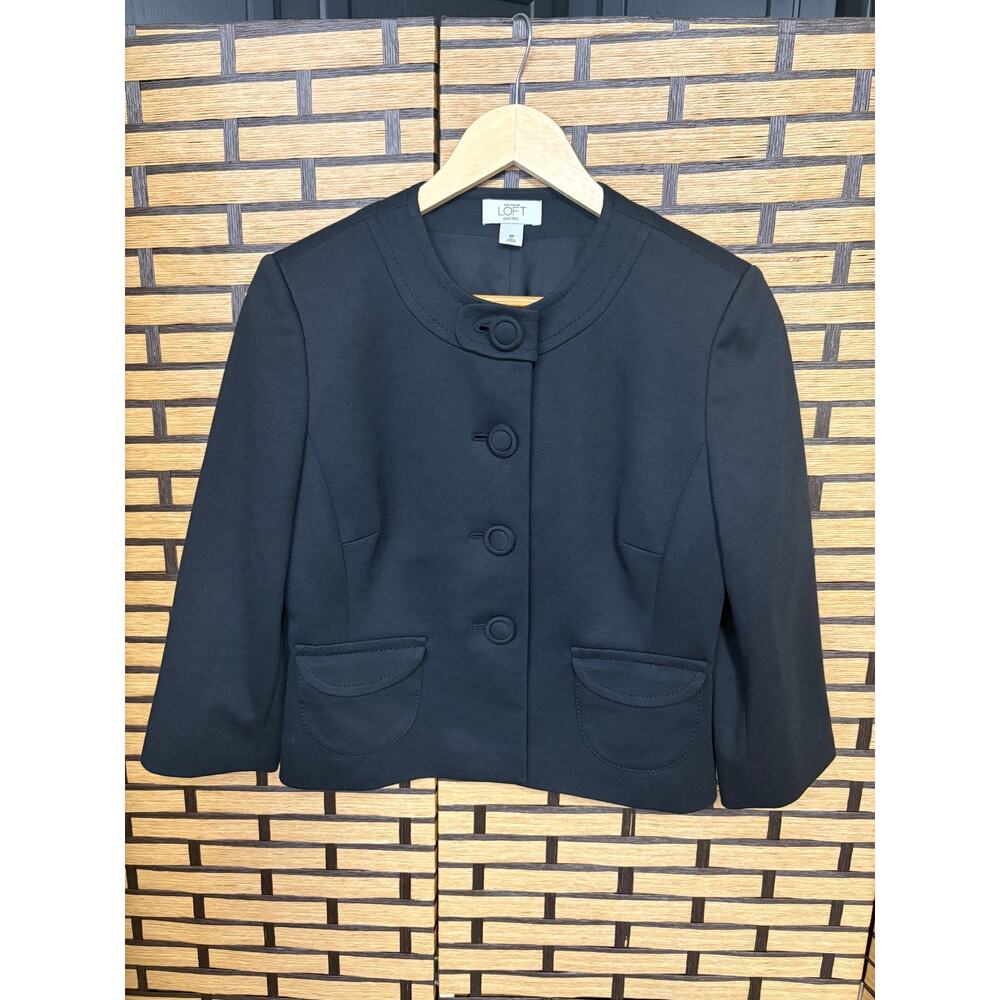 Loft Black Button Front Jacket Size 8P